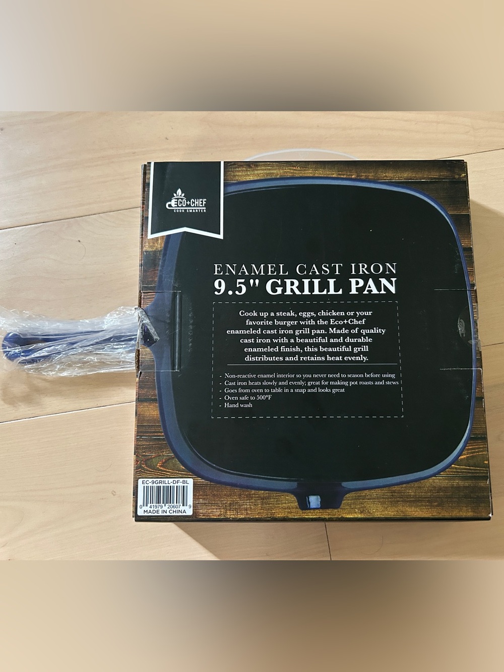 NIB Eco+Chef Enamel Cast Iron 9.5" Grill Pan